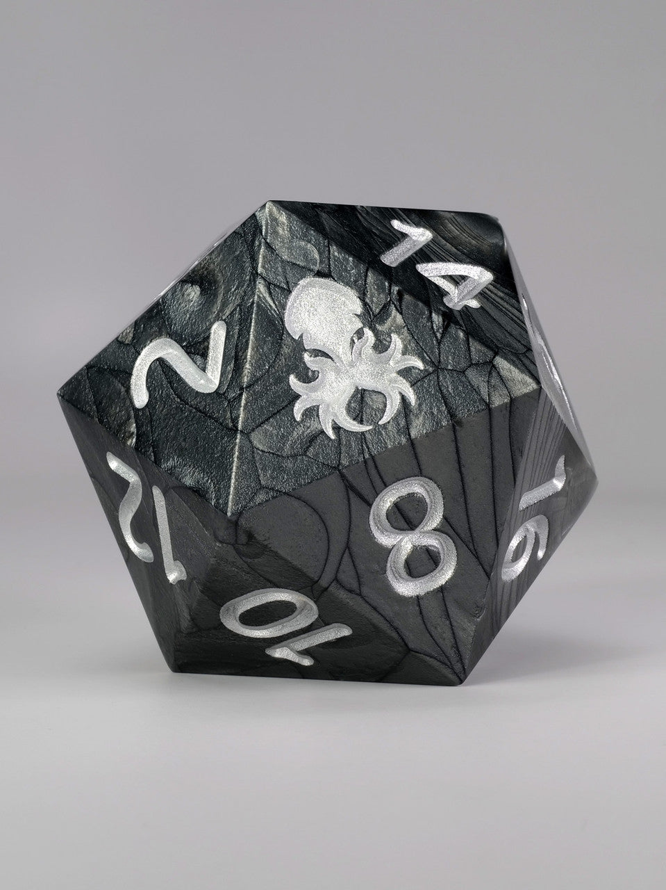 Black with Silver Ink Hand Polished Sharp Edge 55mm D20